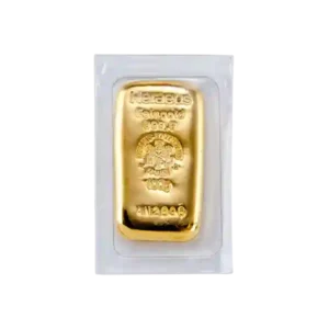 100 Gram Heraeus Cast Gold Bar