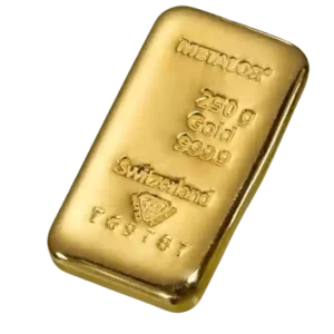 250 Gram Metalor Cast Gold Bar