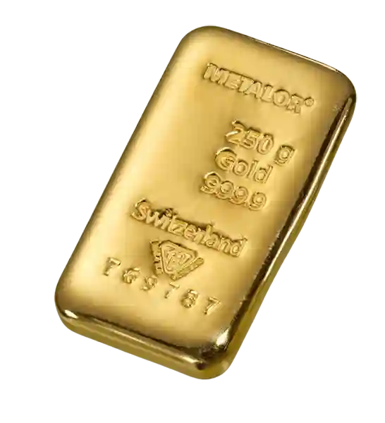 250 Gram Metalor Cast Gold Bar
