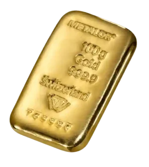 100 Gram Metalor Cast Gold Bar