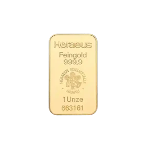 1 Ounce Heraeus Minted Gold Bar