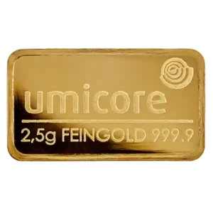 2.5 Gram Umicore Minted Gold Bar