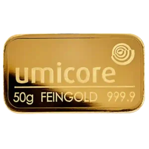 50 Gram Umicore Minted Gold Bar