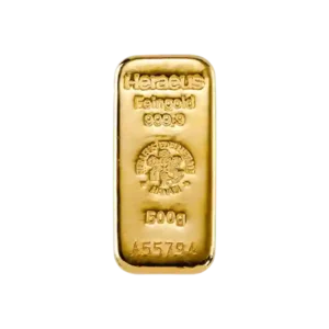 500 Gram Heraeus Cast Gold Bar