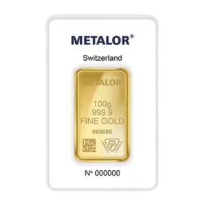 100 Gram Metalor Minted Gold Bar