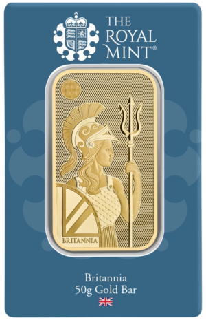 50 Gram Royal Mint Britannia Minted Gold Bar