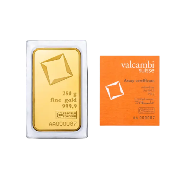250 Gram Valcambi Minted Gold Bar
