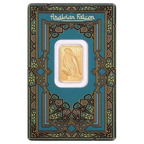 5 Gram PAMP Arabian Falcon Pure Gold Bar with Pendant Frame