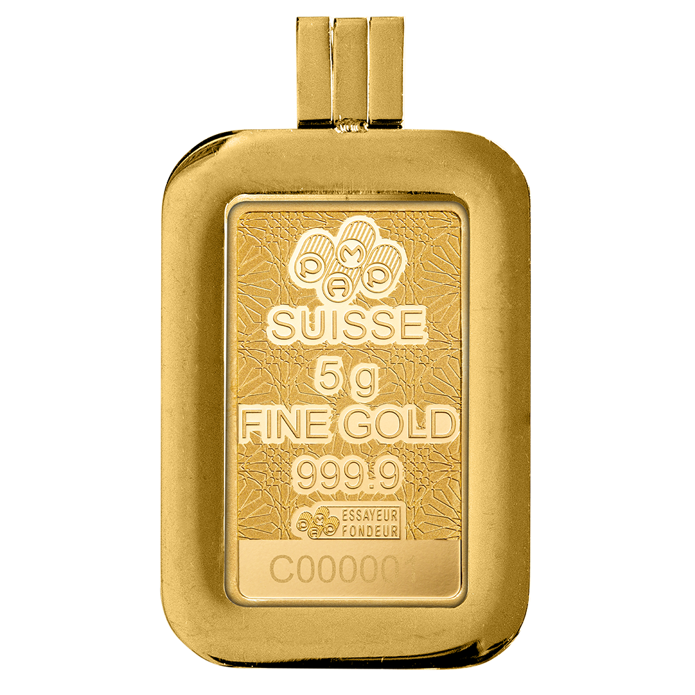 5 Gram PAMP Arabian Falcon Pure Gold Bar with Pendant Frame - Image 6