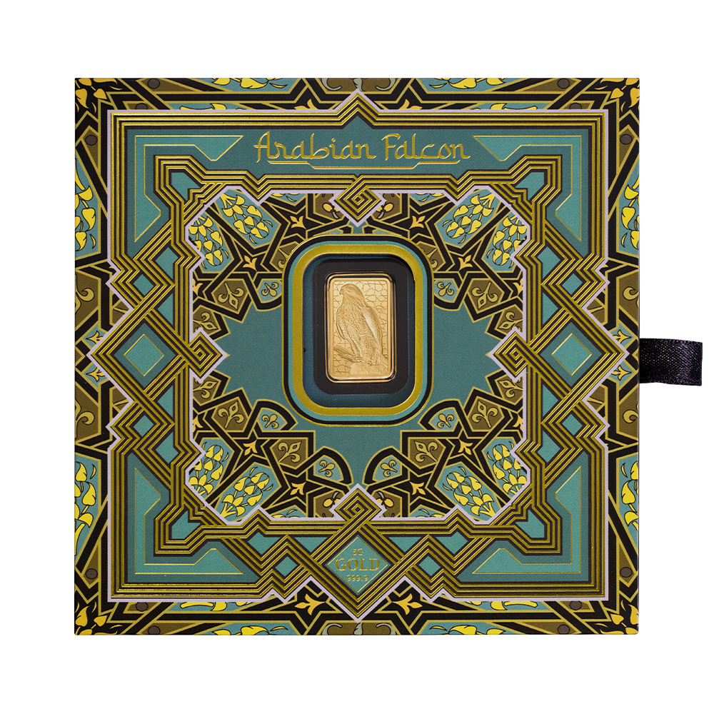 5 Gram PAMP Arabian Falcon Pure Gold Bar with Pendant Frame - Image 3