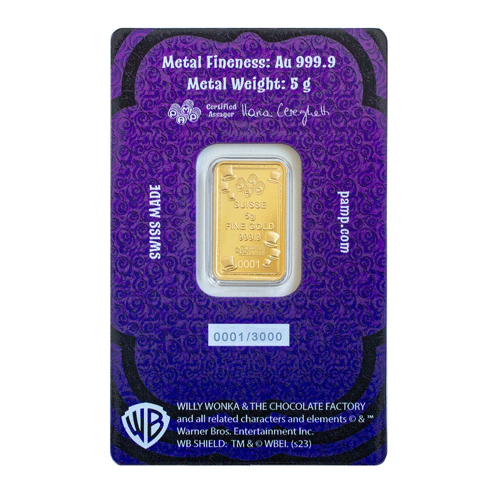 5 Gram 24 Carat PAMP Willy Wonka Pure Gold Bar - Image 2
